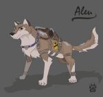  2017 aleu_(balto) canid canine canis claws clothed clothing domestic_dog feral grey_background male mammal quadruped simple_background snow solo wolfdawg 