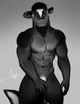  bgn clothing covering covering_self flat_cap grey_background hat headgear headwear hi_res male mammal mephitid nude pose sideways_hat simple_background skunk solo 