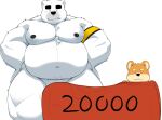  2021 absurd_res anthro belly bhtoss black_nose cute_fangs duo hi_res kemono male mammal moobs mouse murid murine navel nipples overweight overweight_male polar_bear rodent simple_background size_difference ursid ursine white_background 