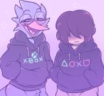  aipeco18 anthro avian berdly bottomless bottomless_male clothed clothing deltarune duo eyewear glasses hi_res hoodie human kris_(deltarune) male male/male mammal microsoft nerd playstation sony_corporation sony_interactive_entertainment sweatshirt topwear undertale_(series) video_games xbox xbox_game_studios 