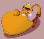  belly belly_rub big_belly bigcatcake burping clothing dreamworks feral hat headgear headwear hi_res male mr._snake_(the_bad_guys) reptile scalie shirt snake solo stuffed_belly the_bad_guys topwear vore 