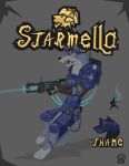  2017 anthro armello armor biped canid canine canis clothed clothing eyewear fully_clothed goggles grey_background gun hi_res knee_pads laser_gun male mammal open_mouth ranged_weapon simple_background solo teeth thane_(armello) video_games weapon wolf wolfdawg 