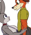  absurd_res anthro babydoll belly big_breasts bodily_fluids bonnie_hopps breast_squish breasts canid canine clothed clothing digital_media_(artwork) disney duo female fox hi_res huge_breasts isolatedartest lagomorph leporid looking_at_another male male/female mammal mature_anthro mature_female nick_wilde nightgown rabbit simple_background solo squish standing sweat white_background zootopia 