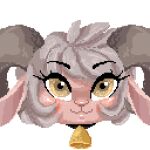  &lt;3 animated anthro bell bell_collar blowing_kiss bovid bovid_horn bovid_taur caprine caprine_horn caprine_taur cervid collar digital_media_(artwork) eyebrows female hair horn lexy_the_sheep_taur looking_at_viewer mammal mammal_taur pixel_(artwork) pixel_animation pixelated rosy_cheeks shaking_head sheep sheep_taur solo taur tirquaz white_hair yellow_eyes 