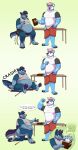  angry anthro attribute_theft belly big_belly blue_body blue_fur body_swap book broken_chair canid canine canis chair clothing clothing_too_small dialogue duo exposed_belly exposed_butt fur furniture growth hair hi_res looking_at_self magic magic_user male male/male mammal muscle_growth muscular obese obese_anthro obese_male overweight overweight_anthro overweight_male pink_hair purple_hair series shikakaka shirt simple_background size_difference size_theft speech_bubble tank_top topwear torn_clothing toza ursid weight_gain wolf yukon 