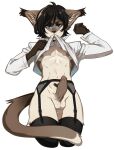  &lt;3 2019 anthro balls biped black_hair blue_eyes brown_body brown_fur clothed clothing clothing_lift crossdressing domestic_cat erection felid feline felis fur garter_belt garter_straps genitals hair heart_(marking) hi_res humanoid_genitalia humanoid_penis kasusei legwear looking_at_viewer male mammal multicolored_body multicolored_fur nipples penis shirt shirt_lift siamese simple_background solo tan_body tan_fur thigh_highs topwear two_tone_body two_tone_fur white_background 