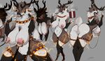  &lt;3 anthro antlers anus bedroom_eyes bell big_breasts big_butt blep blush breasts brown_body brown_fur butt capreoline cervid curvy_figure female fur genitals grey_background hanging_breasts hi_res horn jingle_bell looking_at_viewer looking_back looking_back_at_viewer lvlirror mammal narrowed_eyes navel nipple_piercing nipple_ring nipples piercing pink_nipples pussy rear_view reindeer scut_tail seductive short_tail signature simple_background smile solo thick_thighs tongue tongue_out voluptuous white_body white_fur 