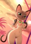  2021 anthro areola breasts brown_body brown_fur domestic_cat felid feline felis female fur genitals green_eyes half-closed_eyes hi_res littlest_pet_shop_a_world_of_our_own lonbluewolf mammal multicolored_body multicolored_fur narrowed_eyes nipples open_mouth pussy solo tongue yoga_instructor_(lps) 
