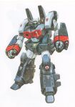  arm_cannon choujikuu_yousai_macross clenched_hands looking_at_viewer macross mecha no_humans official_art science_fiction solo standing takani_yoshiyuki variable_fighter vf-1 vf-1j vf-1j_armored visor weapon white_background 