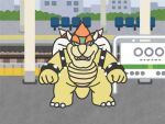  2021 anthro archimeblog biped bowser detailed_background hi_res humanoid_hands koopa mario_bros nintendo outside scalie slightly_chubby solo train_station video_games 