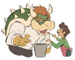  apron bowser clothing cooking cooking_pot cousineggplant duo eyewear facial_hair glasses hair horn human koopa luigi male mammal mario_bros mustache nintendo red_hair scalie shell spikes video_games 