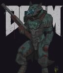  2017 alternate_species anthro armor biped black_background blood blood_on_body blood_on_hand blood_on_leg blood_on_weapon bodily_fluids canid canine clothed clothing doom_(2016) doom_(series) doom_guy fully_clothed furgonomics gun headgear helmet hi_res id_software male mammal ranged_weapon shotgun simple_background solo standing suit video_games visor weapon wolfdawg 