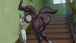  absurd_res anthro b9tribeca beastars biceps big_breasts big_butt big_muscles breasts butt canid canine canis clothed clothing dress duo edit eye_contact female haru_(beastars) hi_res huge_breasts huge_butt huge_muscles juno_(beastars) lagomorph larger_female leporid looking_at_another mammal muscular muscular_anthro muscular_female muscular_thighs nipples nude photo_manipulation rabbit school_uniform size_difference smaller_female stairs surprised_expression thick_thighs uniform window wolf 