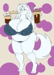  anthro belly_overhang beverage big_breasts big_butt breasts butt canid canine canis clothing female hi_res huge_breasts hyper hyper_breasts lingerie mammal navel pudgy_belly solo thick_thighs thunderkid92 wolf 