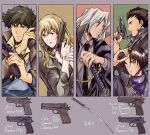  1girl 4boys blonde_hair character_request cowboy_bebop grey_hair gun handgun highres holding holding_weapon imi_jericho julia_(cowboy_bebop) multiple_boys spike_spiegel sword tobalin vicious_(cowboy_bebop) weapon 