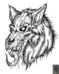  2017 ambiguous_gender bodily_fluids bone canid canid_demon canine canis demon drooling fangs headshot_portrait hellhound hi_res mammal monochrome portrait saliva sharp_teeth sketch skull solo tagme teeth tongue wolf wolfdawg 