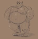  2021 anthro belly bulge clothing dippubear hi_res humanoid_hands male moobs navel nipples overweight overweight_male simple_background solo underwear 
