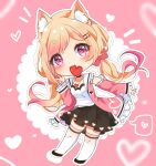  animal_ear_fluff animal_ears anime_coloring blush breasts candy chibi commission cream food fox fox_ears fox_girl fox_tail highres indie_virtual_youtuber livestream myuumarie original school_uniform tail 