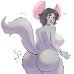  anthro big_breasts big_butt blush breasts butt female fur grey_body grey_fur hi_res huge_butt mammal nude pinkkoffin rodent solo 
