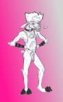  &lt;3 2017 anthro armpit_hair blue_eyes body_hair bottomless bovid caprine clothed clothing domestic_goat fur genitals goat gradient_background grin hairy hi_res hooves humanoid_genitalia humanoid_penis invalid_tag male mammal pecs penis pink_background saanen_goat shirt simple_background smelly smile sneaky solo tank_top taur teeth topwear white_body white_fur yagi_b. yagi_b._(artist) 