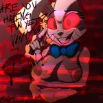  absurd_res autograph beep! blood bodily_fluids bow_tie bunny_costume clothing costume female five_nights_at_freddy&#039;s glitch gore hi_res human kiss_mark knife mammal scottgames solo torn_clothing vanny_(fnaf) video_games xoxo 