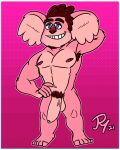  &lt;3 5_fingers 5_toes abs anonymous_artist anthro benson biceps body_hair erection feet fingers flexing foreskin fur genitals giggle hair hi_res humanoid_feet humanoid_genitalia humanoid_hands humanoid_penis koala looking_cool male mammal marsupial muscular muscular_anthro muscular_male nude penis pink_background pink_body pink_fur simple_background sneaky toes triceps tuft vombatiform 