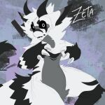  2021 ambiguous_gender anthro black_and_white black_and_white_fur chocolaterainbow claws digital_media_(artwork) fluffy fluffy_tail fur looking_at_viewer monochrome solo solo_focus unknown_species zeta_(chocolaterainbow) 