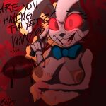  absurd_res beep! blood bodily_fluids bow_tie bunny_costume clothing costume female five_nights_at_freddy&#039;s gore hi_res human kiss_mark knife mammal scottgames solo torn_clothing vanny_(fnaf) video_games 