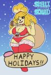  absurd_res animal_crossing anthro canid canine canis choker christmas christmas_clothing clothing curves domestic_dog female fluffy hi_res holidays isabelle_(animal_crossing) jewelry legwear lingerie mammal necklace nintendo one_eye_closed shih_tzu skellisquid sketch snow solo thick thick_thighs thigh_highs toy_dog video_games wink 