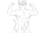 abs anthro armpit_hair balls big_penis body_hair canid canine canis erection fur genitals hair hi_res male mammal muscular muscular_male nipples noogi nude penis simple_background smile solo wolf 