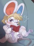  animal_crossing anthro blue_inner_ear blush book bottomless clothed clothing eyewear female glasses hi_res looking_at_viewer mammal mouse murid murine nintendo petri_(animal_crossing) reading red_inner_ear rodent sitting solo surprise ukan_muri video_games 
