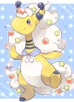  ampharos black_eyes blush closed_mouth commentary_request full_body happy leg_up mega_ampharos mega_pokemon no_humans pokemon pokemon_(creature) signature smile solo standing standing_on_one_leg star_(symbol) tansho 