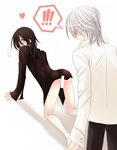  ! &lt;3 2boys bent_over blush bottomless boy censored heart kiryuu_zero kuran_kaname looking_back male male_focus multiple_boys sagakure silver_hair sweatdrop trap vampire_knight yaoi zero_kiryu 