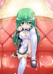  breasts censored cleavage cosplay dream_c_club dream_c_club_(series) frog futaba_riho futaba_riho_(cosplay) green_eyes green_hair kochiya_sanae large_breasts long_hair panties pussy solo thighhighs touhou underwear yashiro_(sakananohone) 