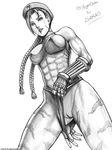  beret cammy_white greyscale hat monochrome solo street_fighter 