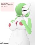  3_fingers absurd_res anthro big_breasts breasts desesperadoleon female fingers gardevoir genitals green_body hand_on_breast hi_res mammal multicolored_body nintendo nipples not_furry nude pok&eacute;mon pok&eacute;mon_(species) pussy solo standing video_games white_body 