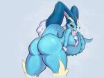  &lt;3 &lt;3_eyes 2021 alternate_version_at_source anthro areola barely_visible_genitalia barely_visible_pussy bedroom_eyes big_breasts big_butt biped black_sclera blue_body bodily_fluids breasts butt eeveelution female genitals hi_res hybrid looking_at_viewer looking_back looking_back_at_viewer lopunny narrowed_eyes nintendo nipples nude open_mouth pok&eacute;mon pok&eacute;mon_(species) pussy red_eyes saliva saliva_string seductive simple_background solo sweat thick_thighs tongue tongue_out ttothep_arts vaporeon video_games 
