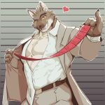  &lt;3 1:1 anthro belt biped blush bottomwear brown_body brown_bottomwear brown_clothing brown_fur brown_jacket brown_pants brown_topwear canid canine canis clothed clothing condom dreamworks dress_shirt fur grin holding_condom holding_object jacket laon8130 looking_at_viewer male mammal mr._wolf_(the_bad_guys) pants sexual_barrier_device shirt smile solo the_bad_guys topwear white_clothing white_shirt white_topwear wolf wrapped_condom yellow_sclera 