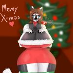  absurd_res animatronic big_breasts big_butt blue_eyes bow breasts brown_hair butt christmas christmas_clothing christmas_tree clothing domestic_cat dress felid feline felis female fighter_of_the_stars fur hair hi_res holidays legwear long_nails machine makeup mammal married mature_female nails noz_(fots) plant ring robot solo thick_thighs thigh_highs tree white_body white_fur wide_hips 