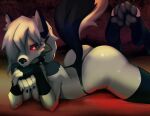  absurd_res anthro butt canid canine canis female hazbin_hotel helluva_boss hi_res loona_(helluva_boss) mammal metonka paws red_eyes solo wolf 
