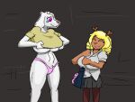  anthro big_breasts bovid breasts caprine cervid clothing deltarune duo ellie_workaday female fur goat mammal mature_female noelle_holiday story story_in_description streetwalker_tori sugslimic sweater thong topwear toriel undertale_(series) underwear video_games white_body white_fur 