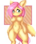  absurd_res anthro big_breasts black_background blush breasts digitigrade equid equine featureless_breasts female fluttershy_(mlp) friendship_is_magic frown genitals hair hi_res mammal my_little_pony nude pegasus pink_hair pussy simple_background sinrizuki solo wings 