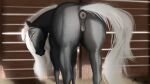  2021 absurd_res animal_genitalia animal_pussy anus butt conditional_dnp equid equine equine_pussy female feral genitals hi_res horse looking_at_viewer mammal mercurial64 pussy rear_view solo 