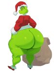  2021 absurd_res big_butt bottomless butt christmas christmas_clothing christmas_headwear clothed clothing crossgender dr._seuss female fur green_body green_fur grinch hat headgear headwear hi_res holidays how_the_grinch_stole_christmas! huge_butt humanoid mammal mtf_crossgender santa_hat solo sssonic2 