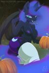  absurd_res airfly-pony anthro anthrofied breasts butt clothing equid equine female food forked_tongue friendship_is_magic fruit genitals hi_res horn legwear mammal my_little_pony nightmare_moon_(mlp) plant pumpkin pupils pussy slit_pupils solo thigh_highs tongue tongue_out winged_unicorn wings 