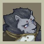  1:1 border digital_media_(artwork) face fan_character final_fantasy final_fantasy_xiv gray headshot hi_res hrotgar mendobear pixel pixel_(artwork) square_enix video_games yellow_border 