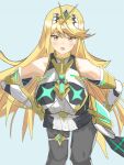  blonde_hair blush breasts highres mythra_(massive_melee)_(xenoblade) mythra_(xenoblade) pantyhose super_smash_bros. xenoblade_chronicles_(series) xenoblade_chronicles_2 