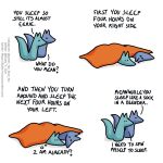  1:1 ? bed blue_body blue_fox_(foxes_in_love) blue_fur blue_tail canid canine comic dialogue duo english_text feral fox foxes_in_love fur furniture green_body green_fox_(foxes_in_love) green_fur green_tail hi_res male_(lore) mammal on_bed shadow simple_background sleeping text thought_bubble under_covers url 