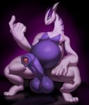  anthro argenteus_(ferro_the_dragon) balls belly big_balls big_belly big_penis bodily_fluids erection fan_character foreskin genital_fluids genitals hi_res huge_balls humanoid_genitalia humanoid_penis inviting justmegabenewell legendary_pok&eacute;mon looking_at_viewer lugia male nintendo nude penis pok&eacute;mon pok&eacute;mon_(species) precum presenting simple_background smile solo spread_legs spreading thick_thighs video_games 
