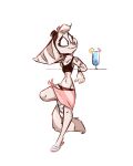  alcohol amputee anthro beverage bikini blue_eyes clothed clothing cocktail disability eyebrows eyewear eyewear_on_head female flip_flops fluttershythekind footwear fur goggles goggles_on_head hi_res lombax looking_at_another mammal navel ratchet_and_clank rivet_(ratchet_and_clank) sandals simple_background solo sony_corporation sony_interactive_entertainment striped_body striped_fur stripes swimwear video_games white_background 